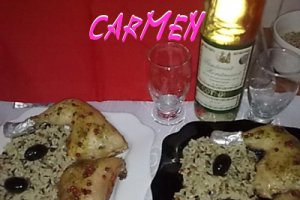 Orez salbatic cu miez de floarea soarelui si copane de pui
