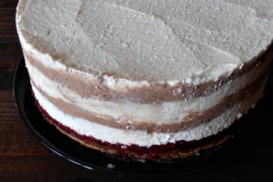 Tort de inghetata cu ciocolata, zmeura si bezea