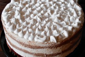 Tort de inghetata cu ciocolata, zmeura si bezea