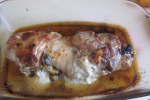 Pulpă de porc cu ciuperci și praz