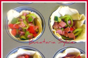 Minitarte cu legume asortate si jambon