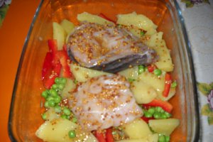 Peste cu mustar si legume