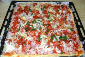Pizza cu aluat de paine