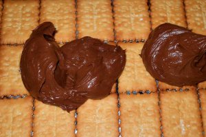 Tort de biscuiti cu crema de capsuni si ciocolata