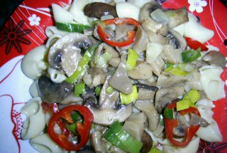 Pleurotus cu praz si paste - de post