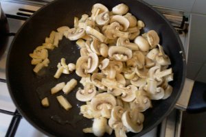 Penne cu piept de pui,ciuperci si smantana
