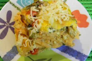 Tagliatelle gratinate cu carne si ciuperci de padure