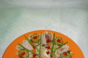 Orez cu legume si pulpa de pui