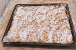 Prajitura frecata cu branza dulce si stafide (turta frecata in grai banatean)