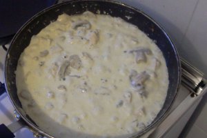 Piept de pui cu ciuperci champignons si smantana