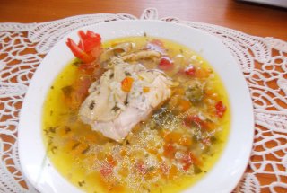 Ciorba de orez cu tacamuri de pui