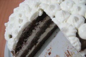 Tort cu ciocolata, rubarba si frisca