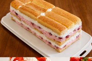 Tort de vara cu piscoturi si capsuni