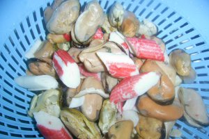 Scoici , surimi cu legume si orez