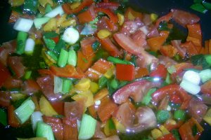 Scoici , surimi cu legume si orez