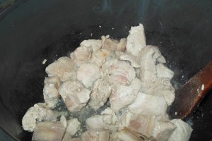 Tocanita din cotlet de porc cu ceapa verde si rosii