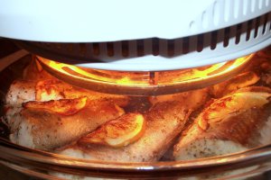 Trunchi de merluciu pregatit in cuptor cu halogen