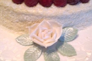 Tort cu crema de vanilie,cocos si zmeura