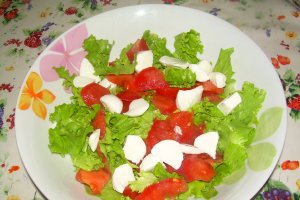 Salata verde cu mozzarella si rosii