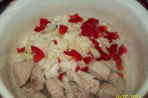 Tocanita de ceapa, ardei si pulpa de porc