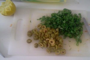 Salata de orez cu somon afumat,rosii chery si rucolla