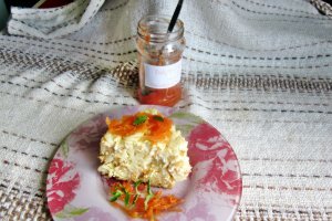 Budincă de paste cu dulceața de morcovi coaptă în vasul Zepter