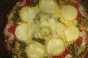 Gratin de broccolli si porumb cu miez de lapte