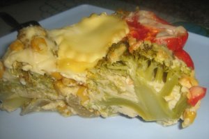 Gratin de broccolli si porumb cu miez de lapte