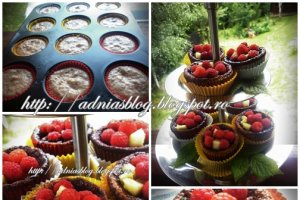 Basket muffins cu zmeura si ananas