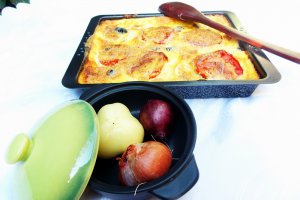 Sufleu de dovlecei cu rosii si mozarella