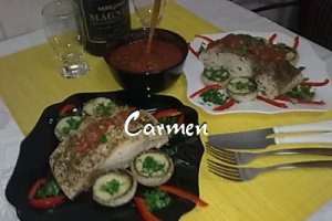 File de crap cu sos salsa si ciuperci.