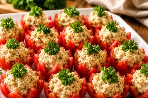 Aperitiv cu rosii si crema de vinete