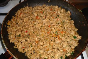 Ciuperci umplute cu carne de pui