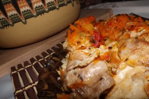 Pilaf de orez cu pui la cuptor