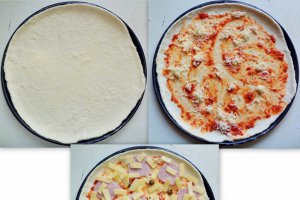 Pizza cu sunca de pui si edamer