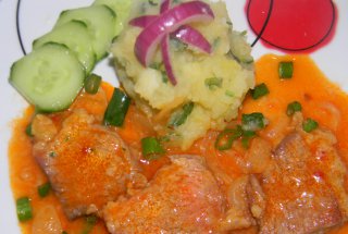 Escalop de porc cu ceapa si ghimbir