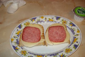 Sandvis cu bunatati de la Delaco si salam toast