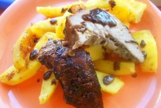 Piept de porc cu menta si ghimbir