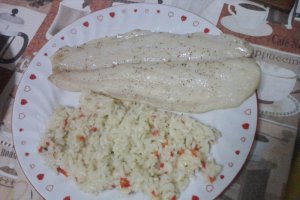 Peste la grill cu orez