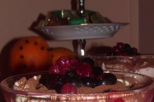 Tiramisu cu biscuti cu miere si fructe de padure