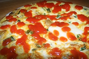 Omleta cu ceapa verde si ciuperci