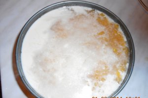 Tort de clatite cu panna-cotta si mango