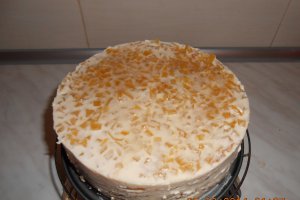 Tort de clatite cu panna-cotta si mango