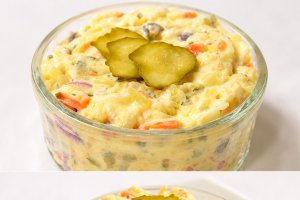 Salata cu legume, ciuperci si maioneza