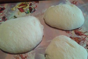 Pizza cu sunca/salam, ciuperci si masline
