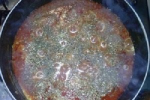 Ficat de curcan in sos de rosii cu garnitura de orez