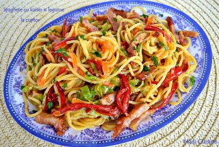 Spaghete cu kaizer şi legume la cuptor