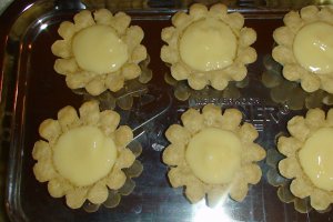 Mini tarte  cu crema de vanilie si fructe tropicale