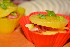 Budinca de cartofi, bacon si mozzarella