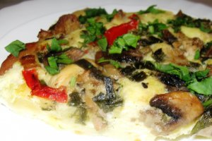 Cartofi gratinati cu ciuperci si pulpe de pui